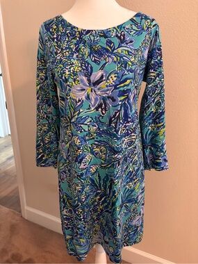 Lilly Pulitzer Blue & Teal Floral Long Sleeve Dress